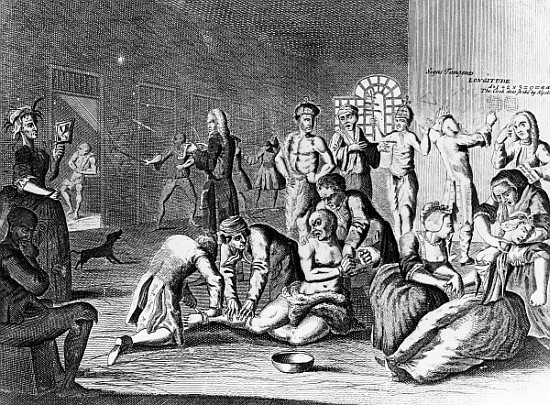 Scene in a Madhouse, from A Rake''s Progress à (d'après) William Hogarth