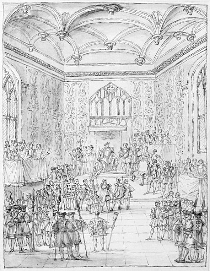 Henry VIII receiving Montmorency, the French Ambassador, at Hampton Court à (d'après) William Kent