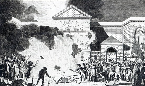 The Devastations occasioned the Rioters of London firing the New Gaol of Newgate and burning Mr. Ake à (d'après) William T. ThorntonHamilton