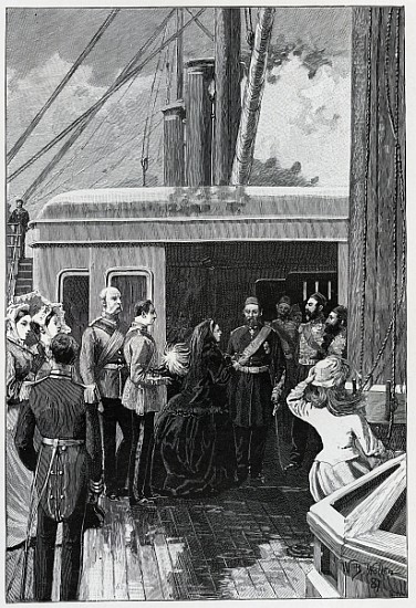 The Queen investing Abdul Aziz with the Order of the Garter à (d'après) William Barnes Wollen