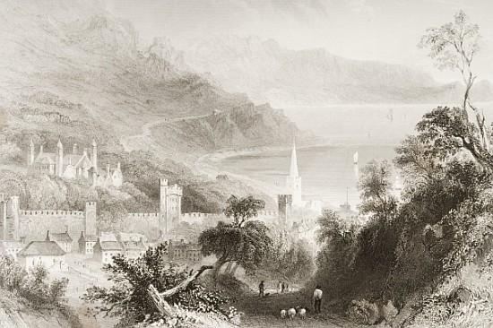 Glenarm, County Antrim, Northern Ireland, from ''Scenery and Antiquities of Ireland'' à (d'après) William Henry Bartlett