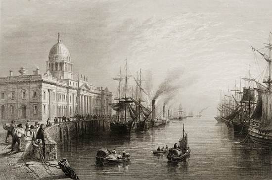 The Custom House, Dublin, from ''Scenery and Antiquities of Ireland'' à (d'après) William Henry Bartlett