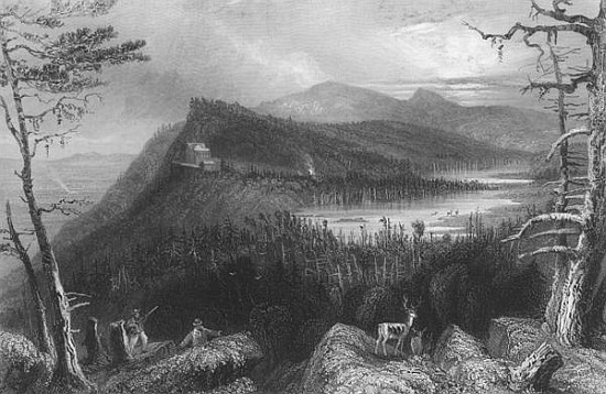 The Two Lakes and the Mountain House on the Catskills à (d'après) William Henry Bartlett