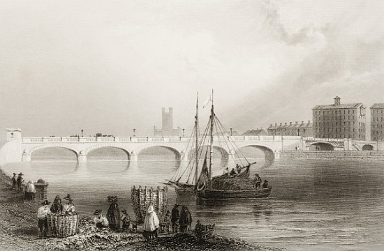 Wellesley Bridge, Limerick, Ireland, from ''Scenery and Antiquities of Ireland'' à (d'après) William Henry Bartlett