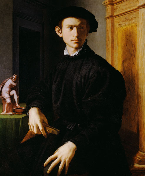 Bildnis eines jungen Mannes mit Laute. à Agnolo Bronzino