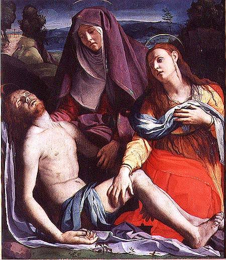 The Dead Christ with the Virgin and St. Mary Magdalene à Agnolo Bronzino