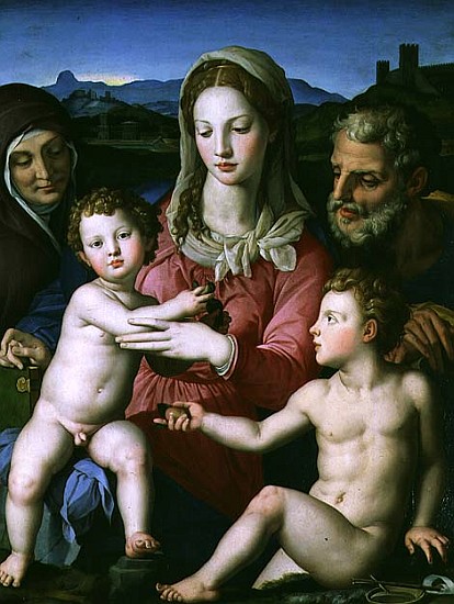 Holy Family with St. Anne and the infant St. John the Baptist, c.1550 à Agnolo Bronzino