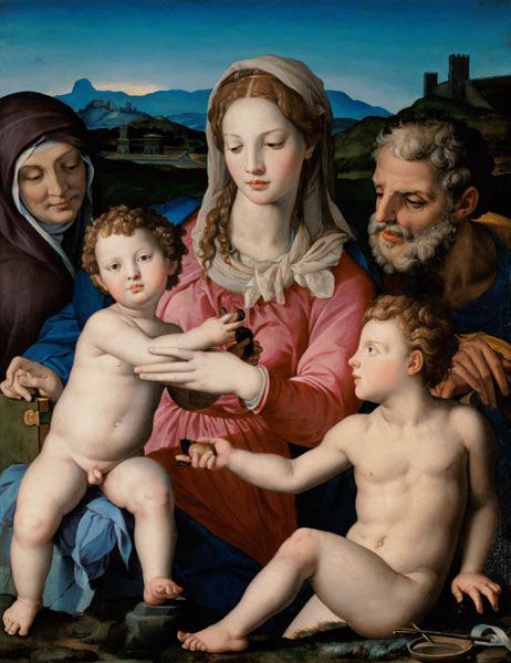 la Sainte Famille avec Sainte Anne et l'enfant Jean à Agnolo Bronzino