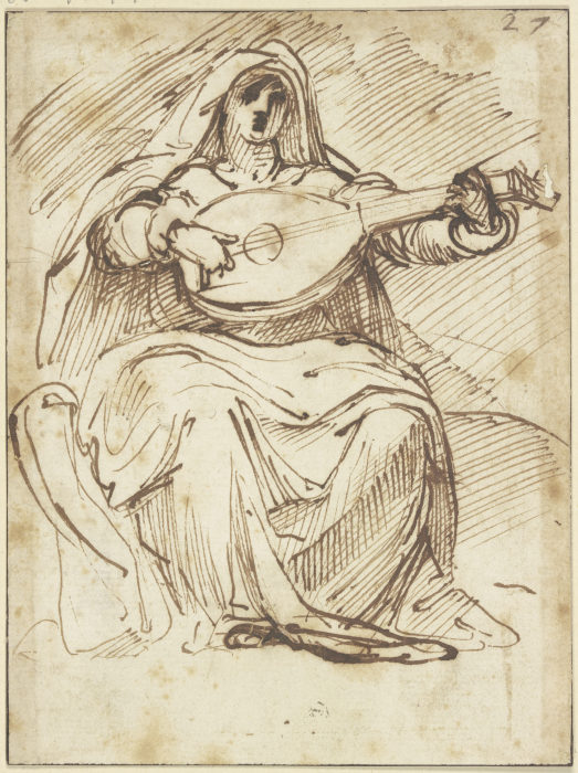 Female lute player à Agostino Carracci