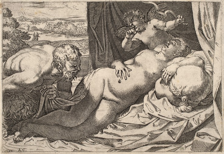 Satyr and Nymph à Agostino Carracci