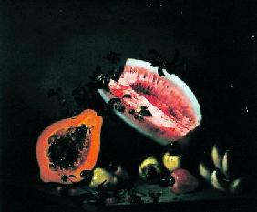 Still life of Papaya, Watermelon and Cashew