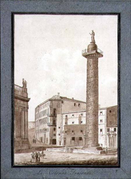 Trajan's Column, Rome  & ink and sepia wash on à Agostino Tofanelli