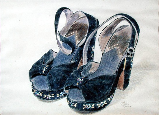 Black Suede Shoes with Beads à Alan  Byrne