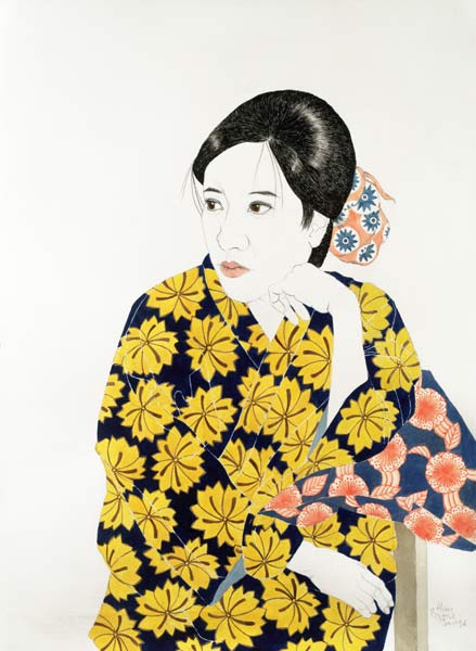 Yellow Kimono (encre, aquarelle, gouache et charbon sur papier) à Alan  Byrne