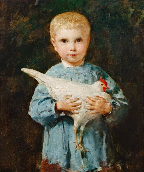 Maurice Anker with chicken à Albert Anker