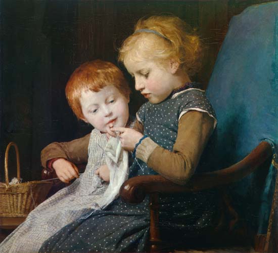 Les petites tricoteuses à Albert Anker