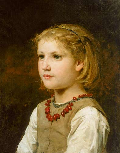 portrait de jeune fille. à Albert Anker