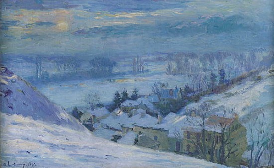 The Village of Herblay under snow à Albert-Charles Lebourg