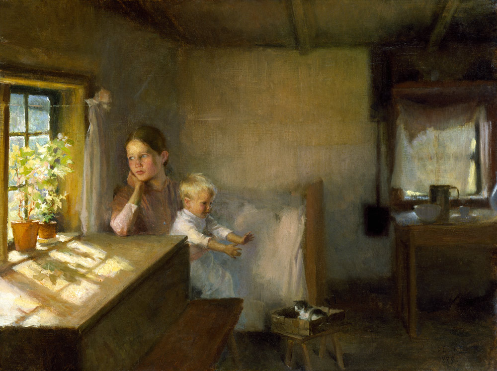 A Woman and Child in a Sunlit Inter– ior à Albert Edelfelt