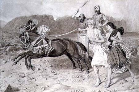 Elijah Running to Jezreel before Ahab's Chariot à Albert Joseph Moore