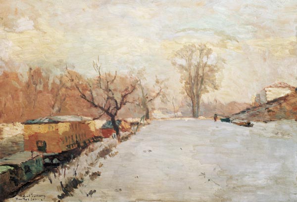 Road by the Seine at Neuilly in Winter à Albert Lebourg