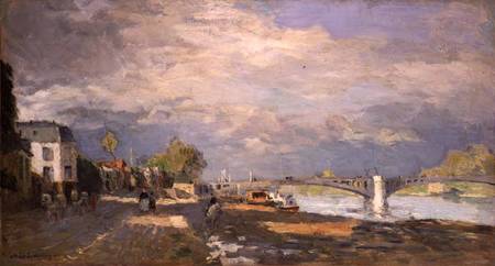 Walkers on the River Bank à Albert Lebourg