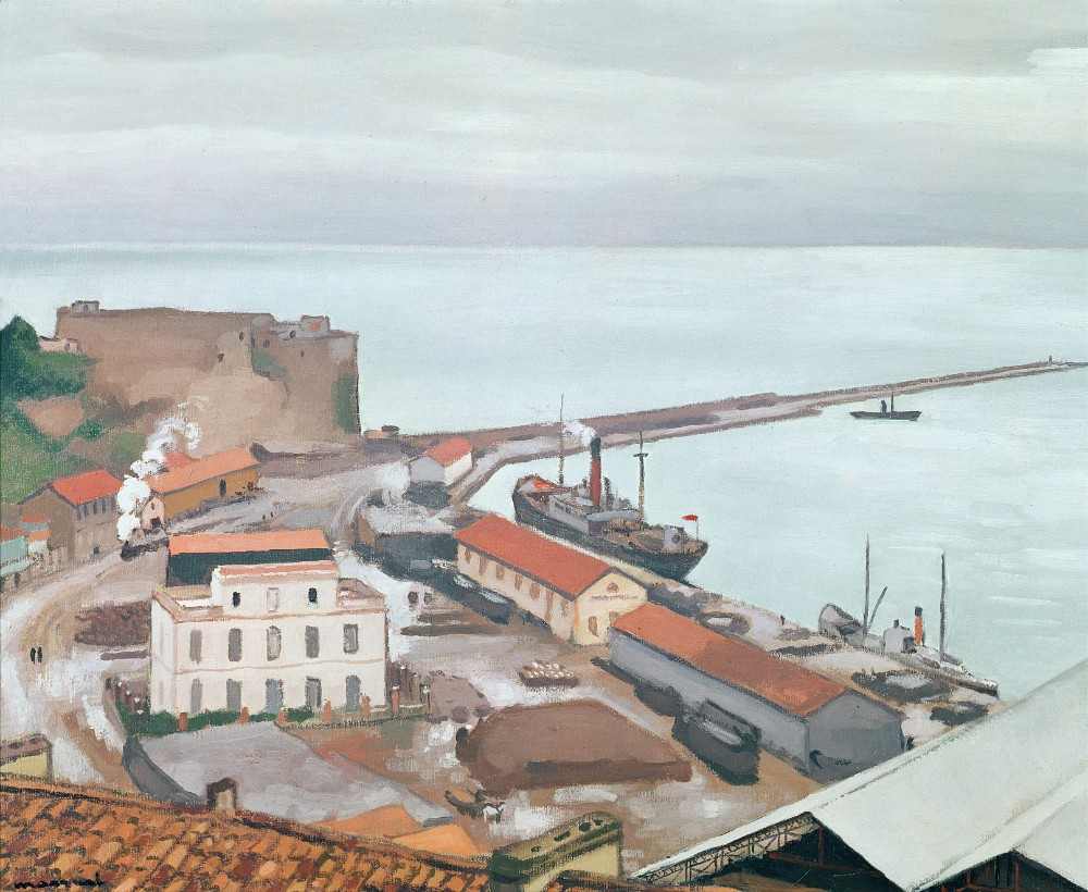 The Port of Bougie in Grey Weather à Albert Marquet