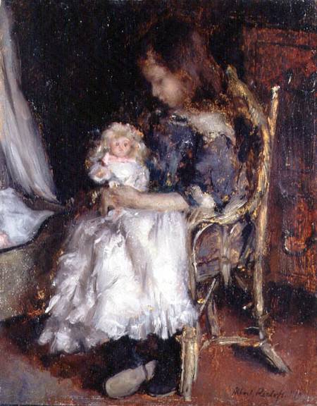 Girl Holding her Doll à Albert Roelofs