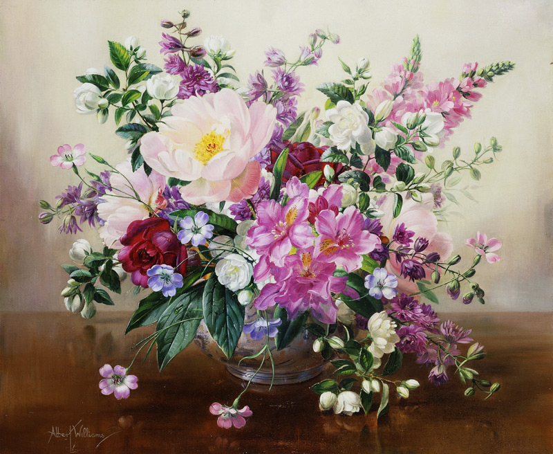 Flowers in a Glass Vase à Albert  Williams
