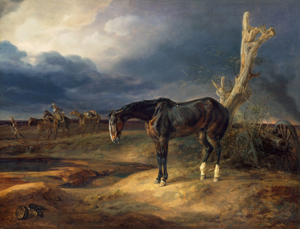 Ownerless Horse on the Battlefield at Moshaisk in 1812 à Albrecht Adam