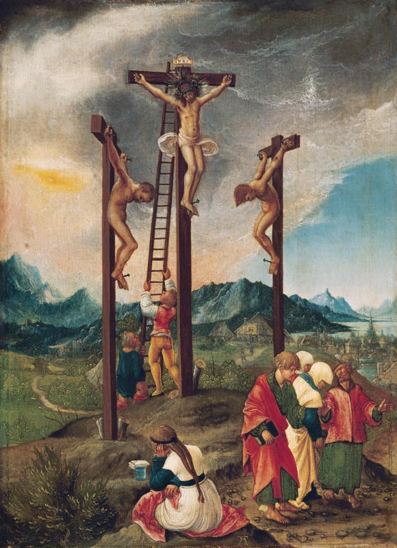 le Christ sur la croix entre les deux malfaiteurn à Albrecht Altdorfer