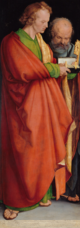 Les quatre apôtres, partie gauche - Saint Jean et Pierre à Albrecht Dürer