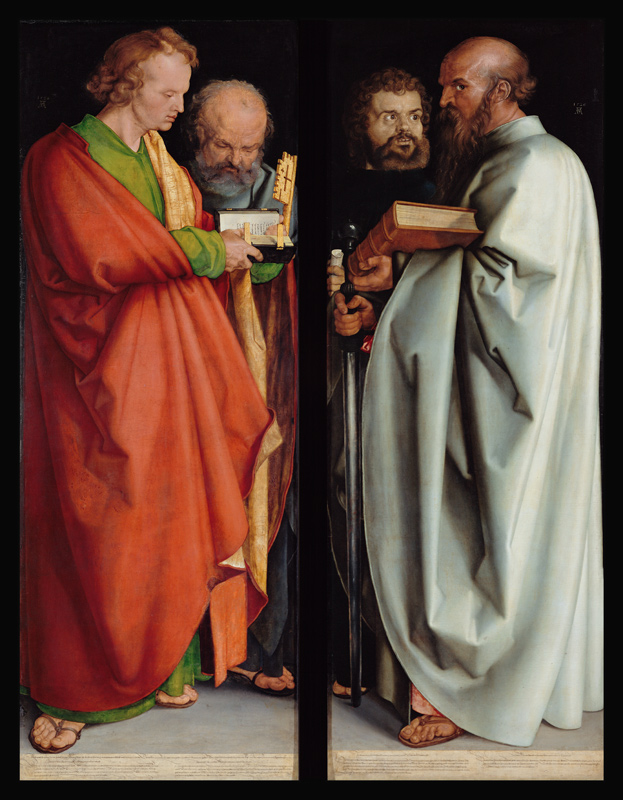 Les quatre apôtres (Jean l'évangéliste, Pierre, Marc, Paul) à Albrecht Dürer