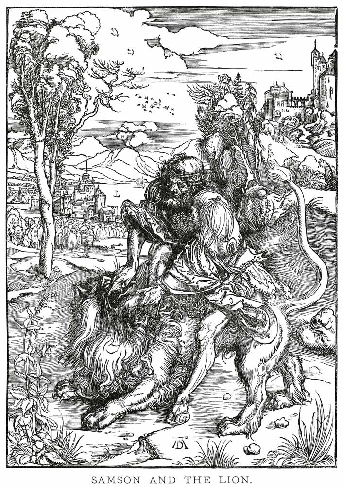 Samson defeats the Lion/ Duerer/ 1496/97 à Albrecht Dürer