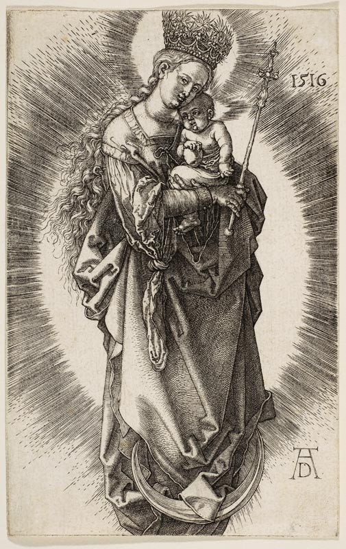 Virgin on the Crescent with Scepter and Starry Crown à Albrecht Dürer