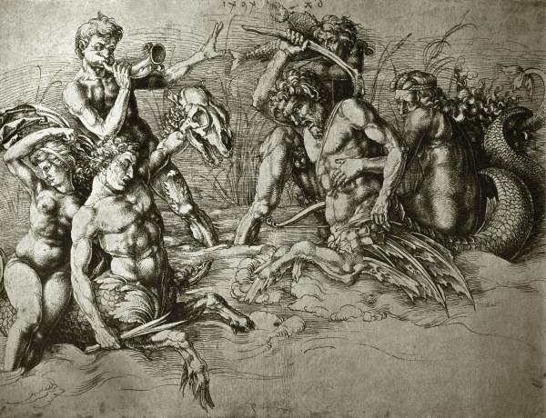A.Dürer / Fighting sea creatures à Albrecht Dürer