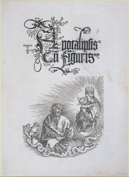 Apocalipsis cum figuris, Titelblatt der 1511 veröffentlichen lateinischen Ausgabe der Apokalypse, mi à Albrecht Dürer