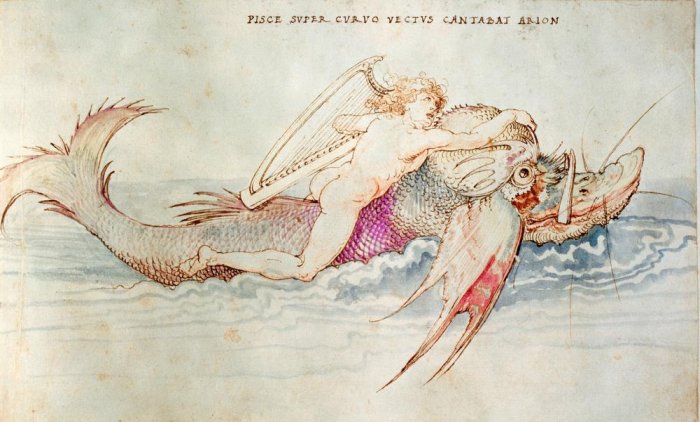 Arion wird von einem Delphin gerettet à Albrecht Dürer