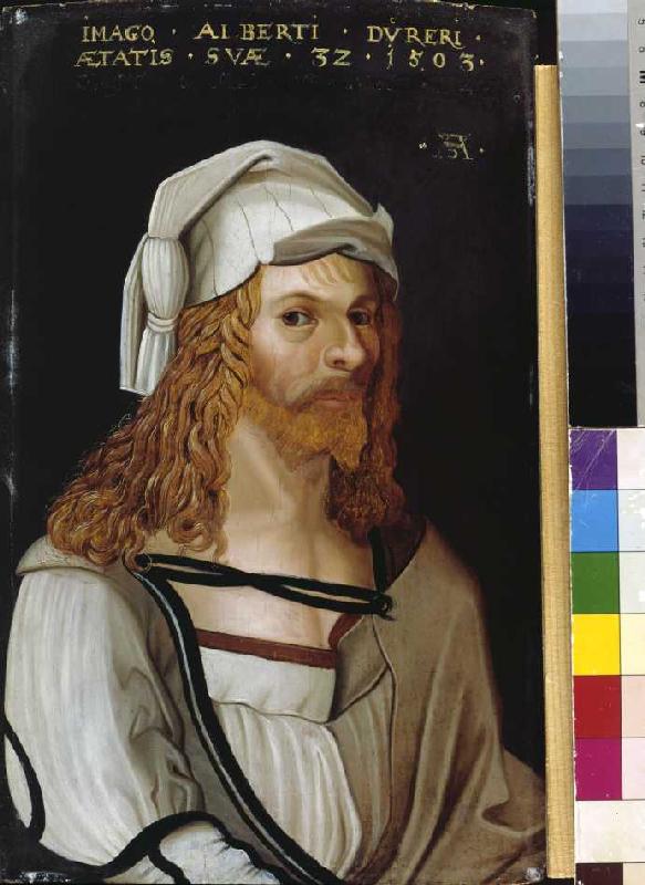 Bildnis Albrecht Dürers (im Ausschnitt nach Dürers Selbstportrait). à Albrecht Dürer
