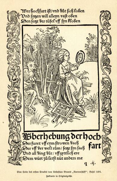 Brant, Ship of Fools,Haughty Fool/Dürer à Albrecht Dürer