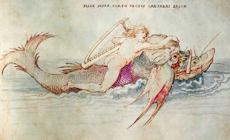 Der griechische Poet Arion reitet auf dem Delphin à Albrecht Dürer