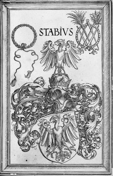 Dürer, Coat of Arms of Stabius / Woodcut à Albrecht Dürer