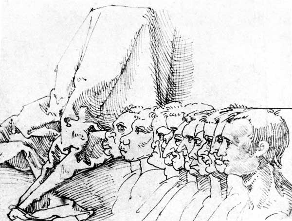 A.Dürer, Ten Heads in Profile / Draw. à Albrecht Dürer