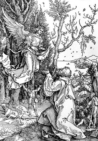 Joachim and the Angel from the ''Life of the Virgin'' series, pub. 1511 à Albrecht Dürer