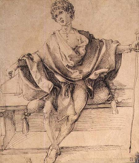 Seated Youth with Scales and a Cane à Albrecht Dürer