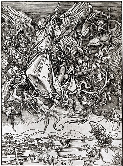 St. Michael and the Dragon, from a Latin edition, 1511 (xylograph) à Albrecht Dürer
