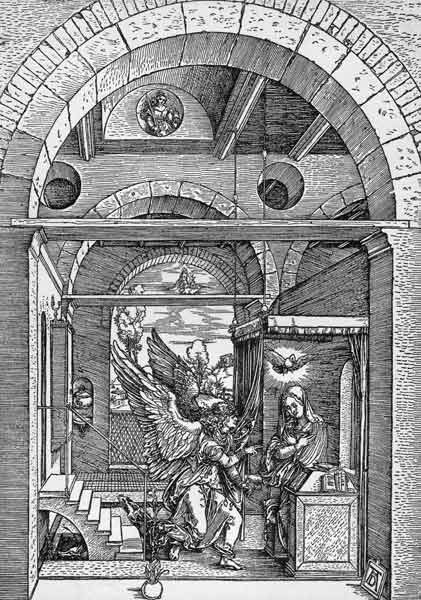 Dürer, The Annunciation /Woodcut/c.1503 à Albrecht Dürer