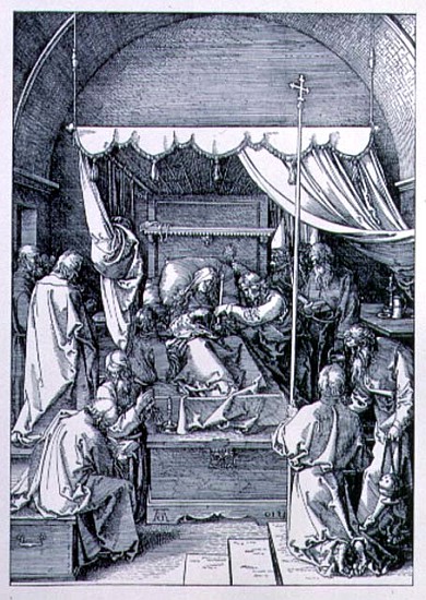 The Death of the Virgin from the ''Life of the Virgin'' series; engraved 1510, pub. 1511 à Albrecht Dürer