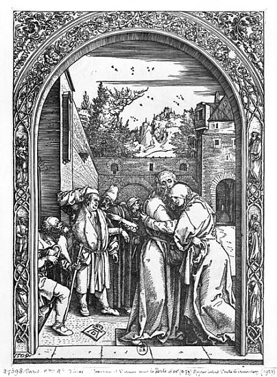 The meeting of St. Anne and St. Joachim at the Golden Gate, from the ''Life of the Virgin'' series à Albrecht Dürer