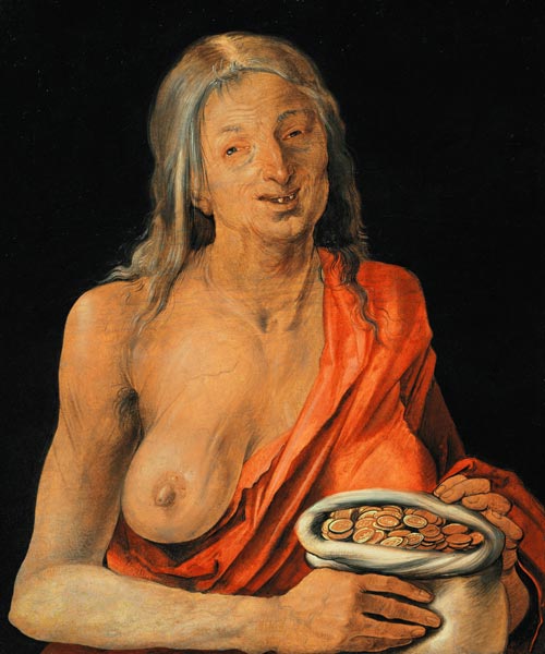 Vanitas (Altes Weib mit Geldbeutel) à Albrecht Dürer